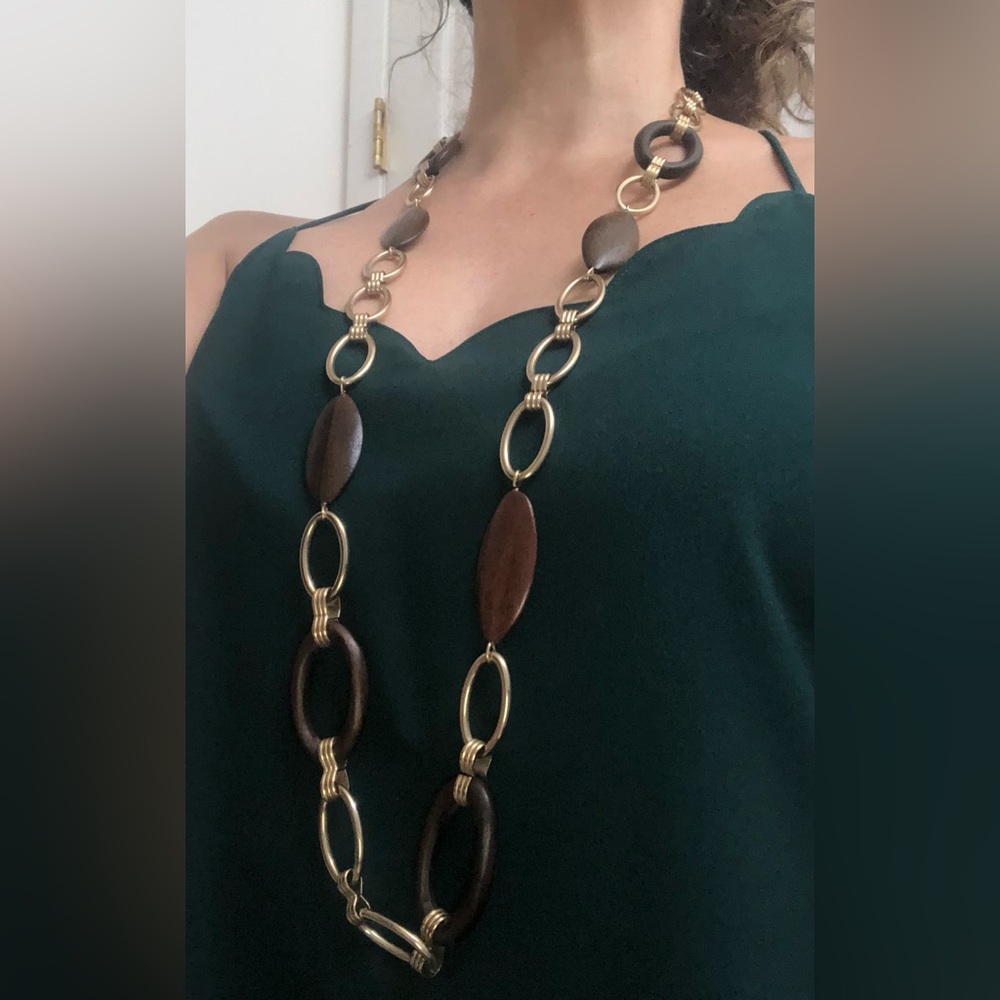 Liz Claiborne Multifunctional Wooden Beaded Long Necklace